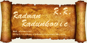Radman Radunković vizit kartica